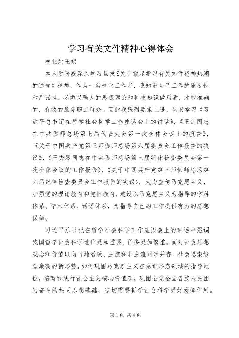 学习有关文件精神心得体会.docx