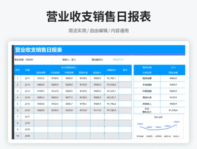 营业收支销售日报表7