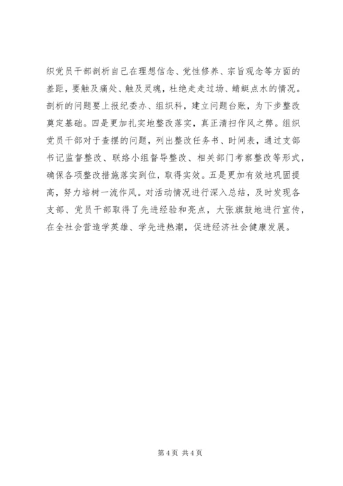 学英雄找差距提境界转作风情况汇报.docx