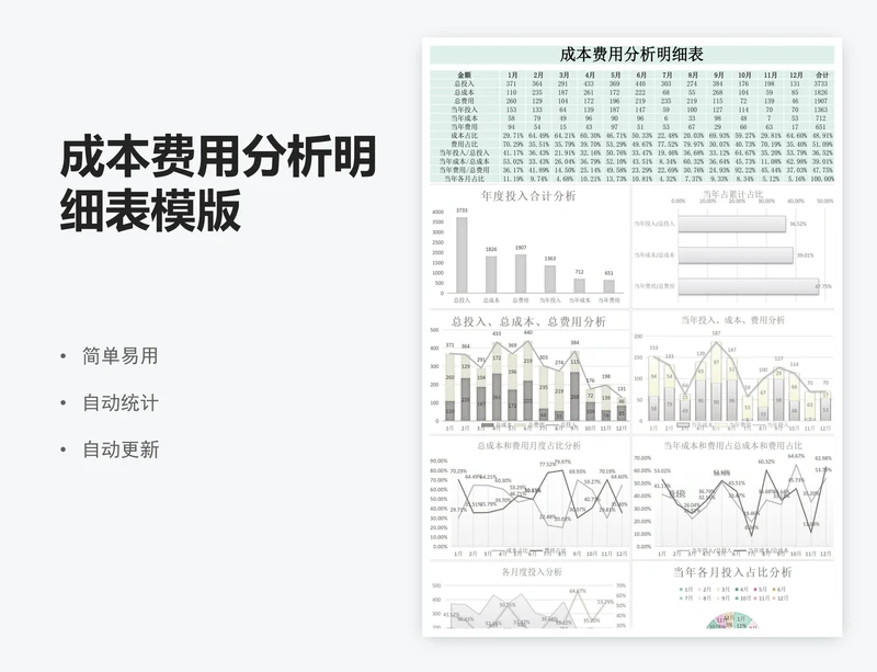 成本费用分析明细表模版