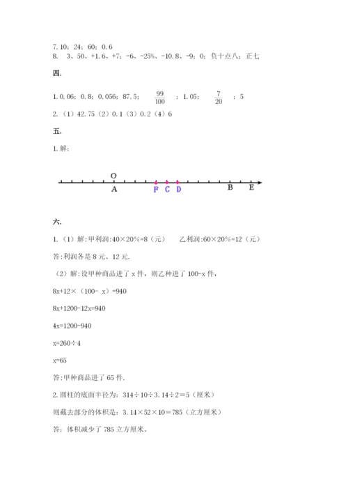 人教版六年级数学下学期期末测试题附参考答案【名师推荐】.docx