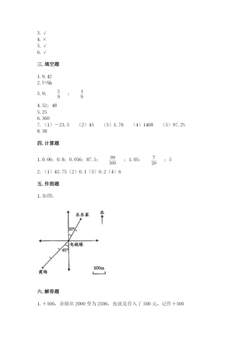 重庆市云阳县六年级下册数学期末测试卷a4版.docx