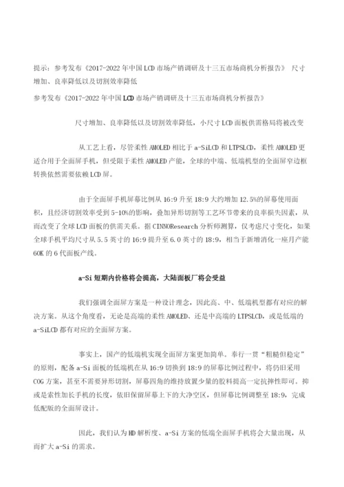 LCD面板短期价格有望翻转供需格局或将改变.docx