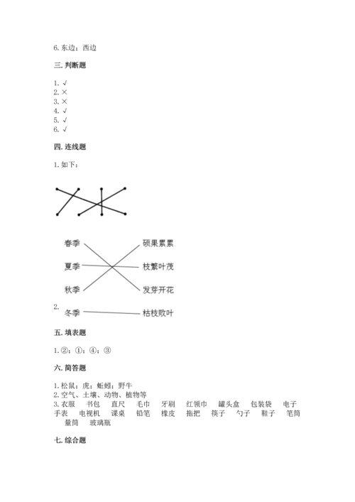 教科版二年级上册科学期末测试卷可打印.docx