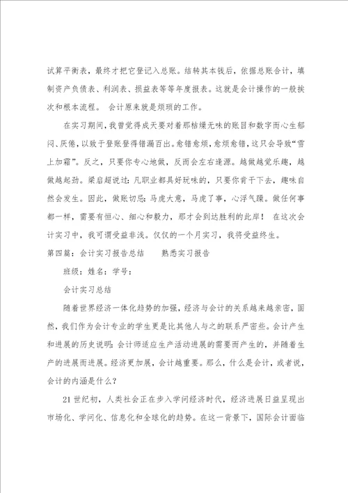 会计专业实习报告总结