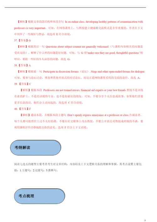 2021年领军高考英语必考点全梳理专题19-阅读七选五(精讲深剖).docx