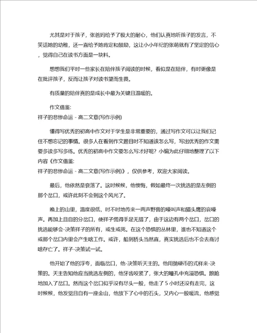 作文示范：悲惨等于平淡高二作文月度范文精选
