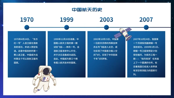 卡通星空宇宙航天插画中国航天日主题班会PPT模板