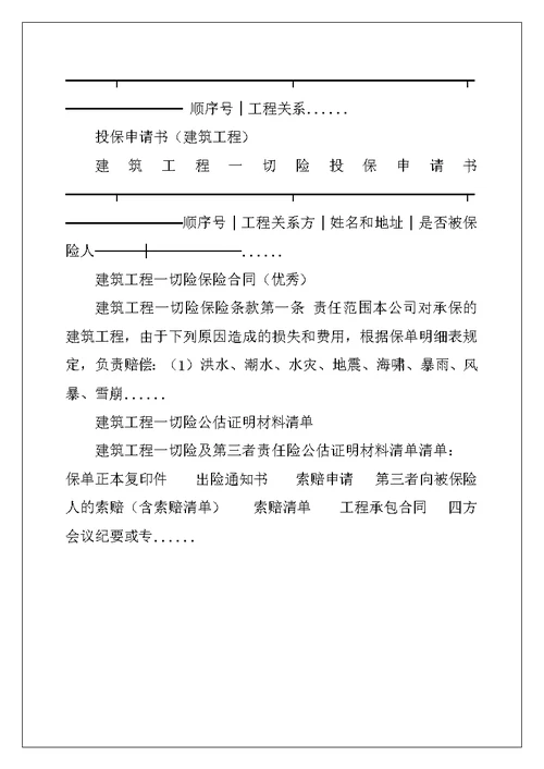 建筑工程一切险投保申请书