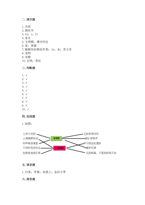 部编版二年级上册道德与法治期末测试卷及参考答案（突破训练）.docx