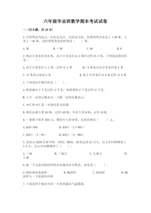 六年级毕业班数学期末考试试卷附答案（研优卷）.docx