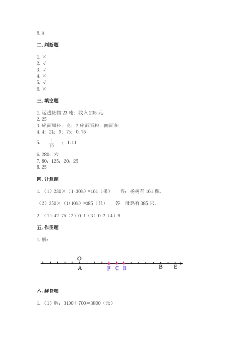 大祥区六年级下册数学期末测试卷精编答案.docx