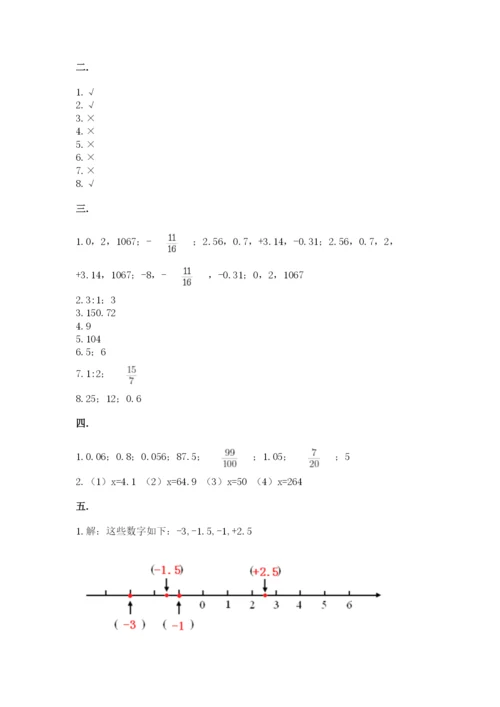 人教版数学小升初模拟试卷附完整答案（精选题）.docx