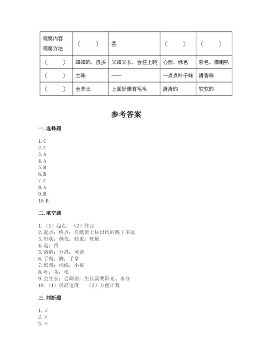 教科版一年级上册科学期末测试卷参考答案.docx