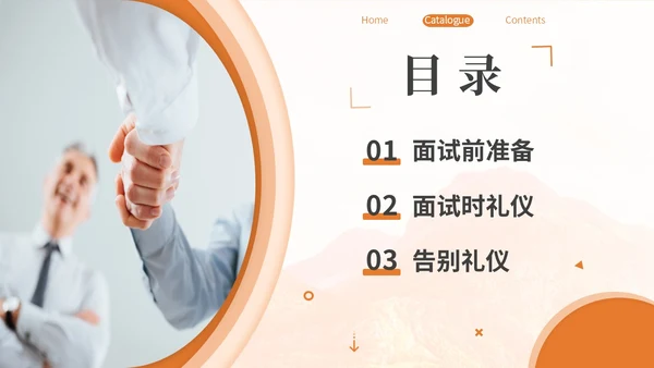 橙色简约商务面试礼仪培训PPT模板面试技巧面试