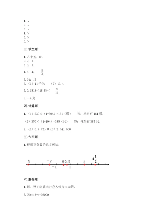 朝阳县六年级下册数学期末测试卷完整版.docx