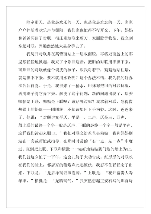 传统节日之春节作文精彩6篇