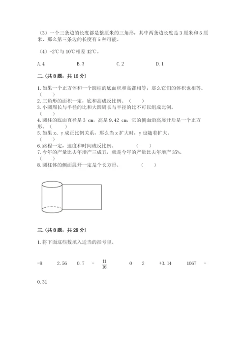 苏教版六年级数学小升初试卷及参考答案【达标题】.docx