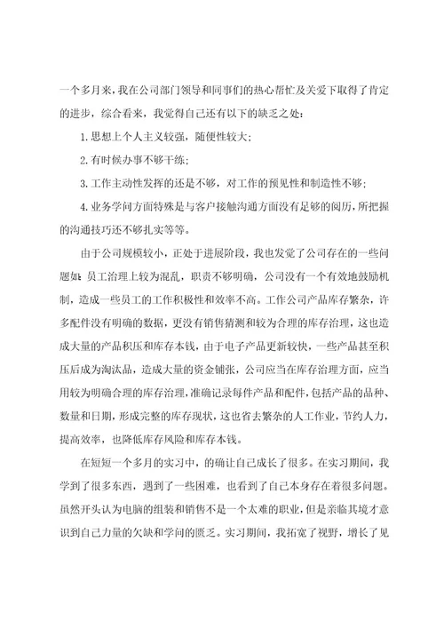 销售类暑假实习报告范文