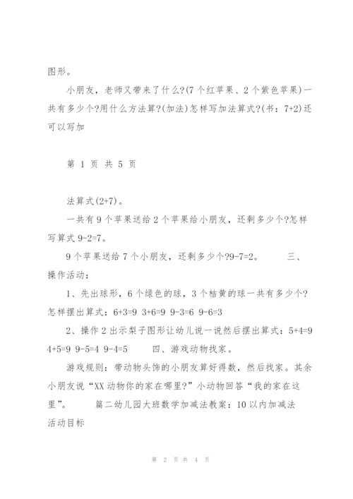 幼儿园大班数学加减法教案两篇.docx