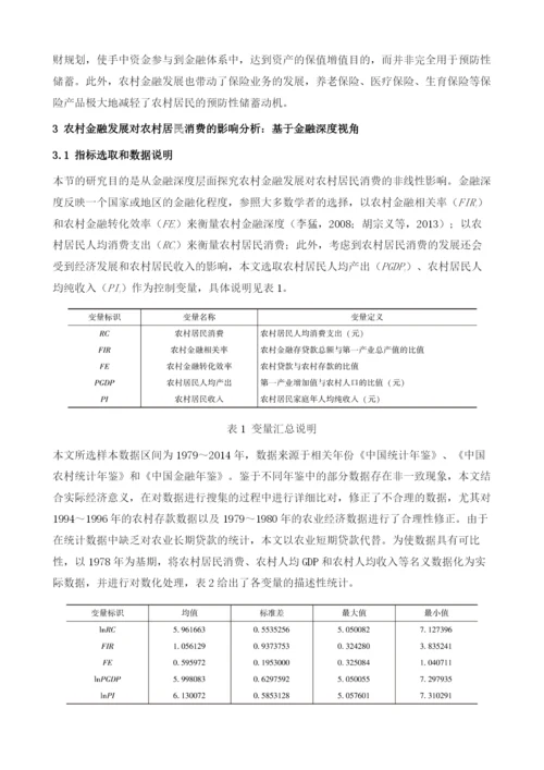 我国农村金融发展对农村消费影响的非线性效应分析.docx