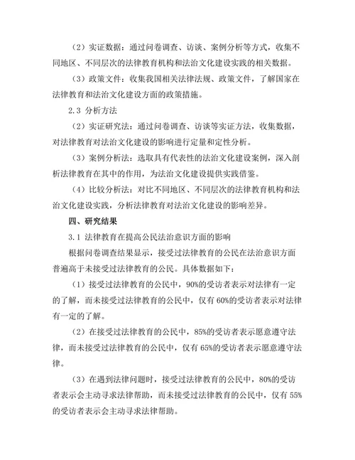 法律教育对法治文化建设的影响研究