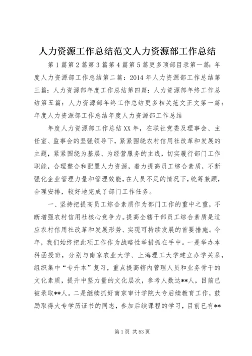 人力资源工作总结范文人力资源部工作总结.docx