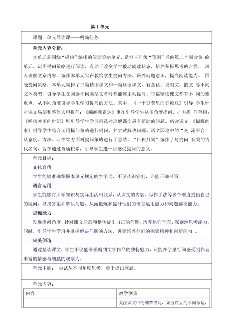第2单元 导读课第1课时 教学设计