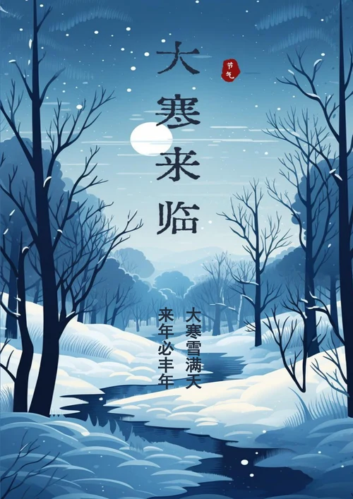 大寒雪满天简约大寒海报