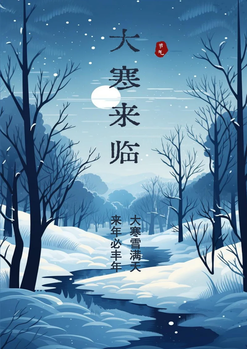 大寒雪满天简约大寒海报