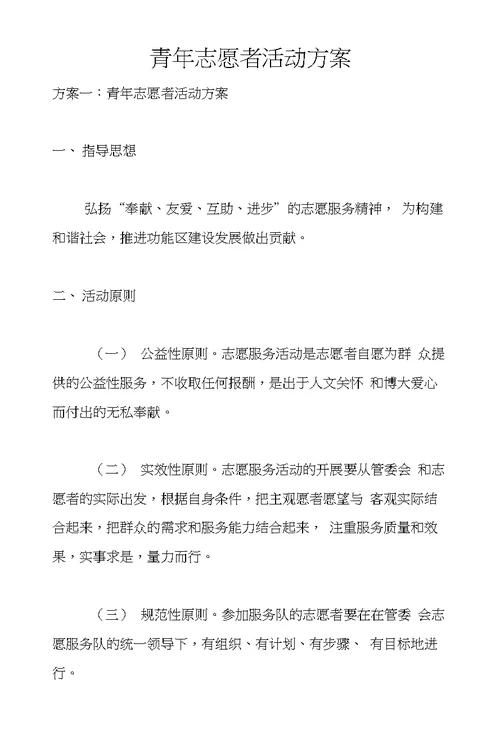 青年志愿者活动方案