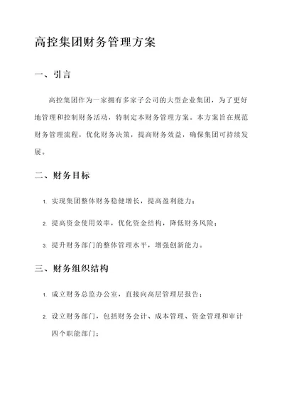 高控集团财务管理方案