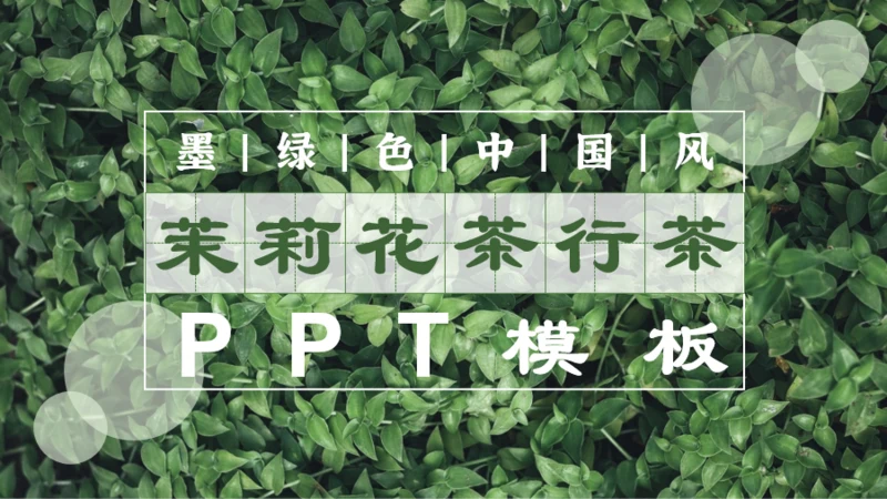 墨绿色中国风小清新茉莉花茶介绍PPT模板