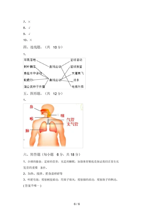 大象版三年级科学上册期末考试题一