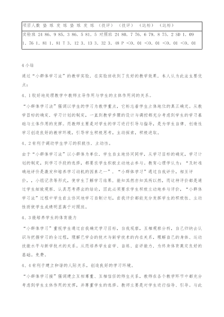 小群体学习法在高校排球教学中的运用.docx