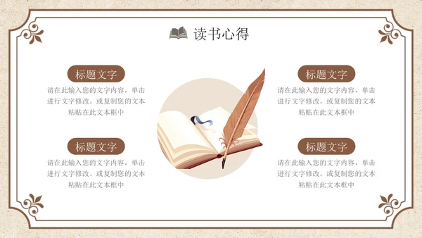 褐色复古风读书分享PPT模板