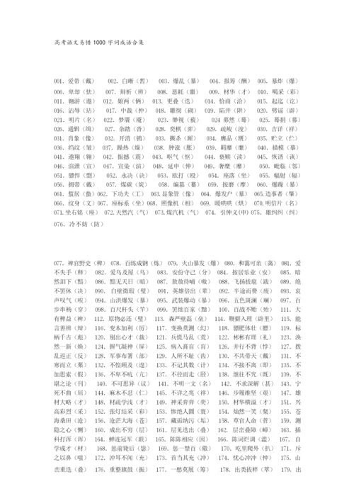 高中语文高考常用字词成语易错集合(新课标.docx