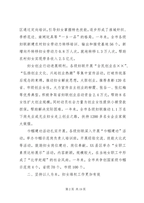 在市妇联会议上的工作报告.docx