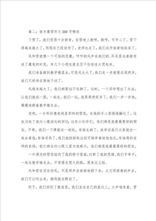 南方暴雪作文500字精选5篇