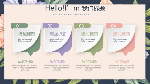 文艺小清新微立体述职报告通用PPT动态模板封面含PS