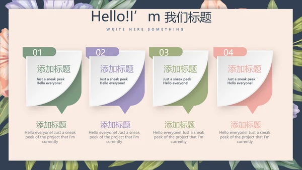 文艺小清新微立体述职报告通用PPT动态模板封面含PS