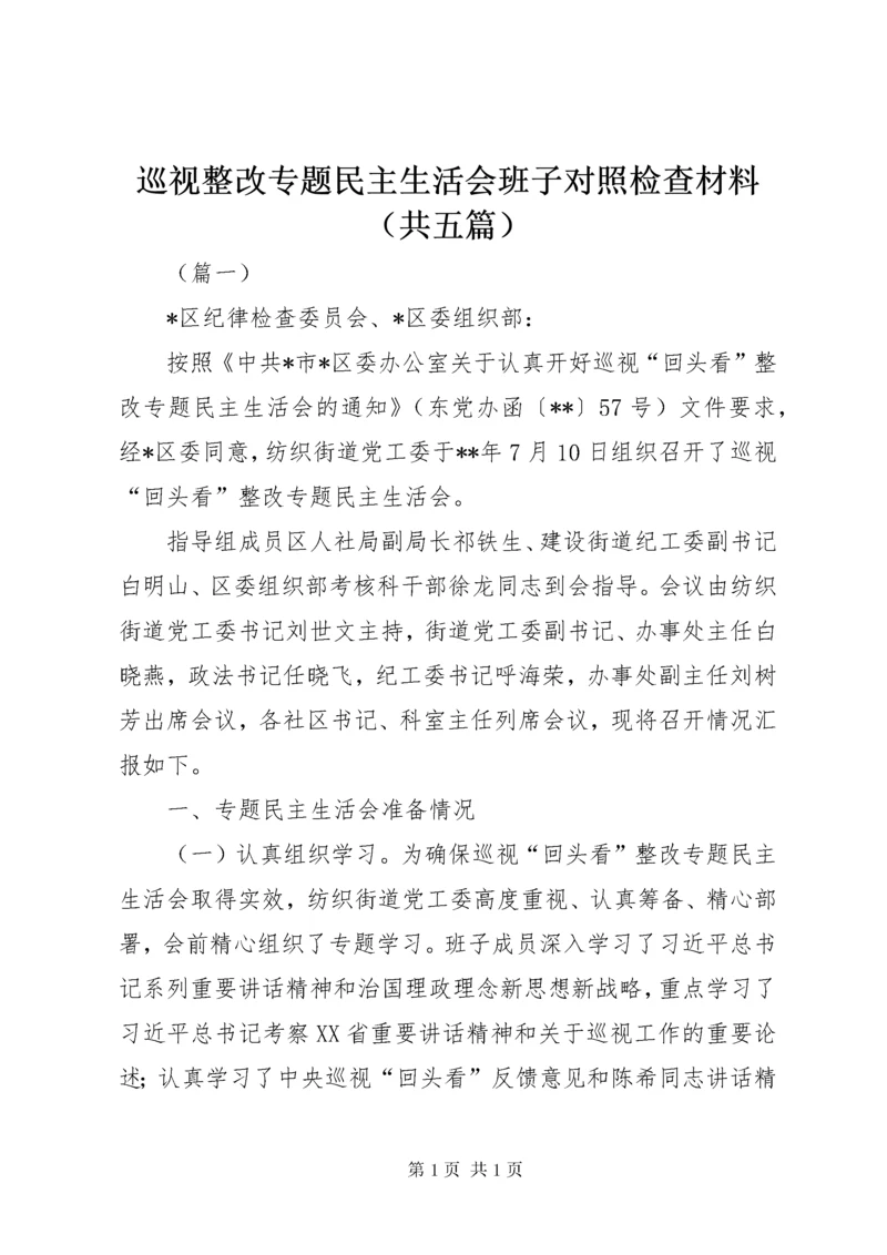 巡视整改专题民主生活会班子对照检查材料（共五篇）.docx