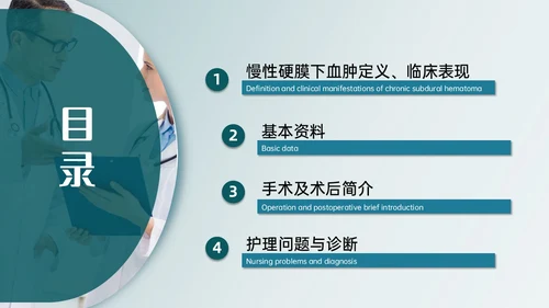 绿色实拍慢性硬膜下血肿的护理查房临床护理诊断医疗ppt