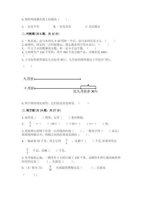 2022人教版六年级上册数学期末测试卷（名师系列）word版.docx
