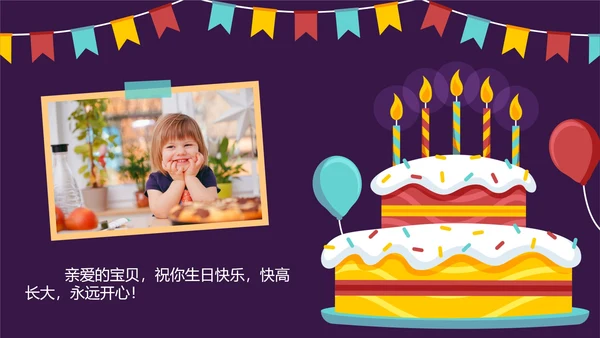 生日祝福相册动画展示PPT模板