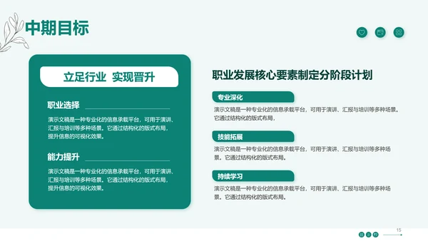 绿色小清新大学生职业生涯规划PPT模板