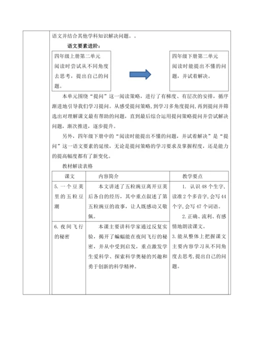 【大单元】统编版语文四上第二单元解析与规划