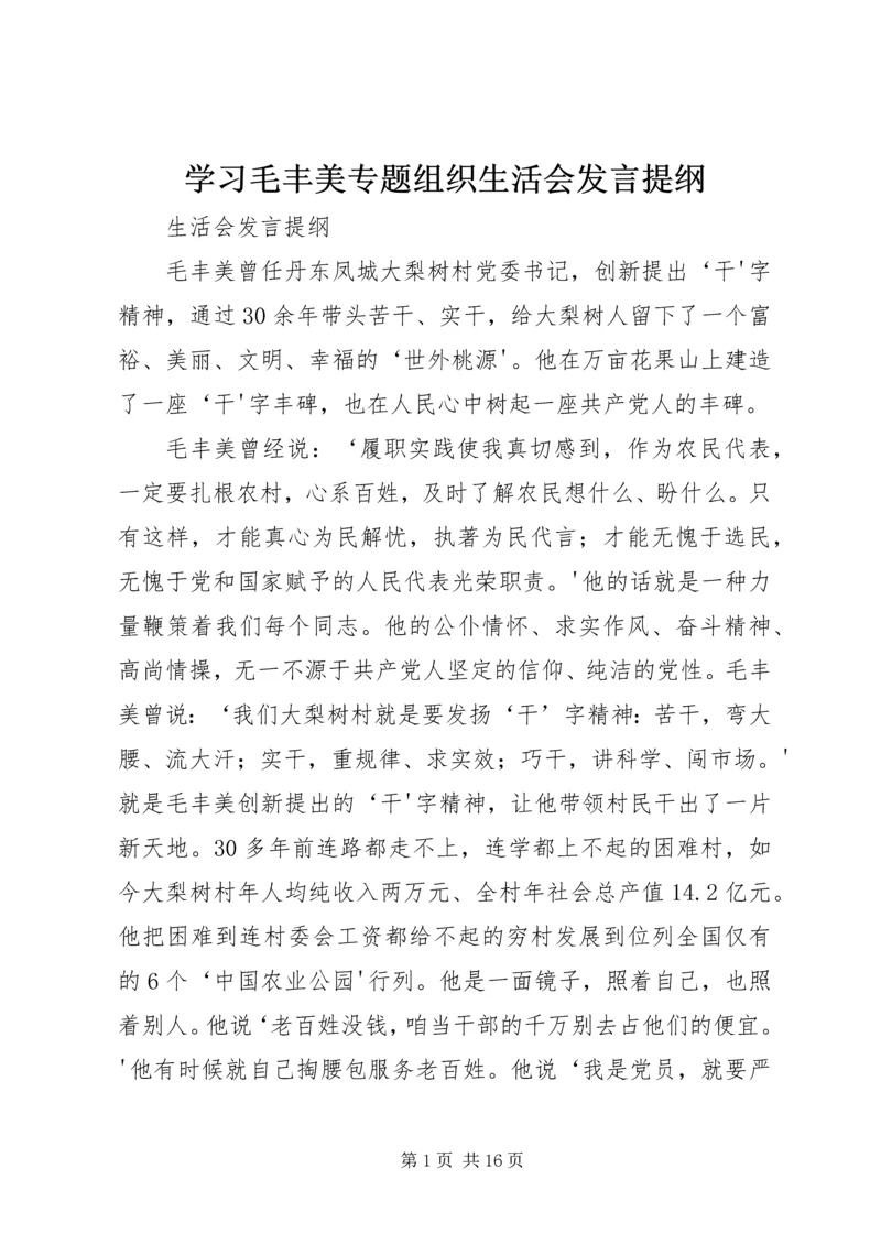 学习毛丰美专题组织生活会发言提纲.docx