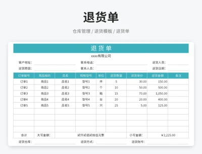 退货单