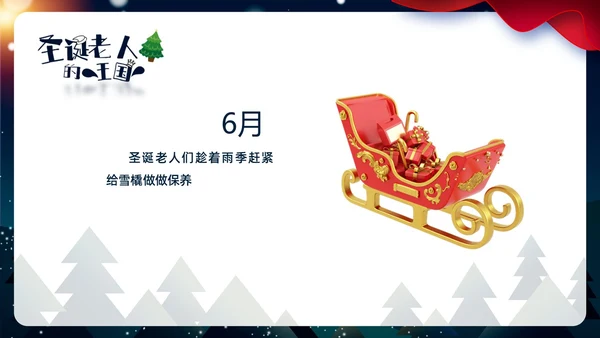 卡通插画风剪纸风圣诞老人的王国ppt圣诞节